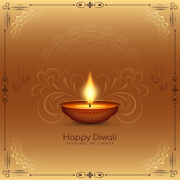 Happy diwali festival celebration religious background with diya