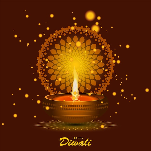 Happy Diwali festival Diwali holiday Background with rangoli Diwali celebration greeting card