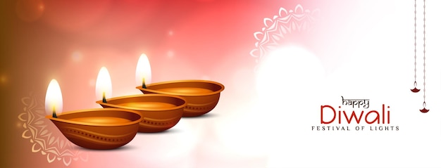 Felice diwali festival lucido bokeh banner design