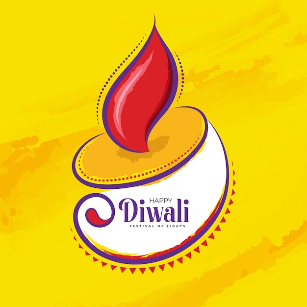 Happy Diwali Festival Greeting with Artistic Lamp illustration