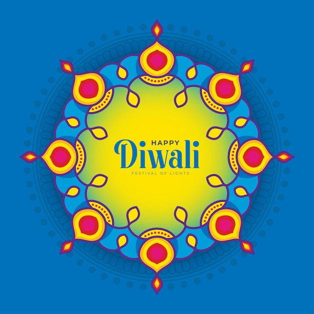 Happy Diwali Festival Greeting with Lamps Illustrations