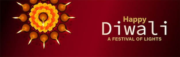 Happy diwali the festival of light celebration banner