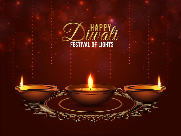 빛 축하 인사말 카드의 해피 디왈리 축제