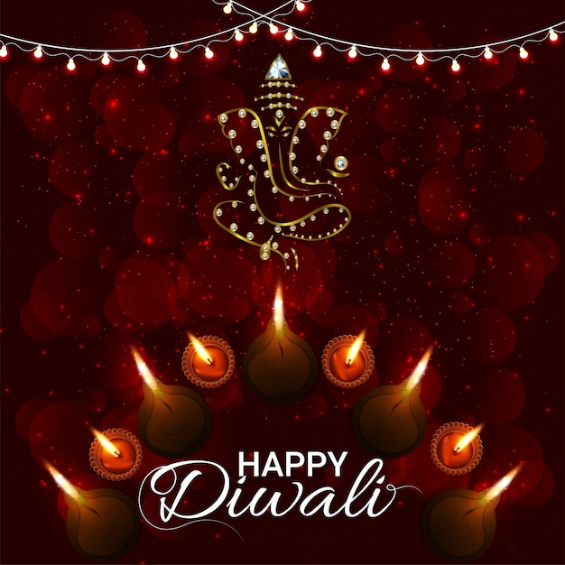 Vettore felice diwali festival della luce biglietto di auguri