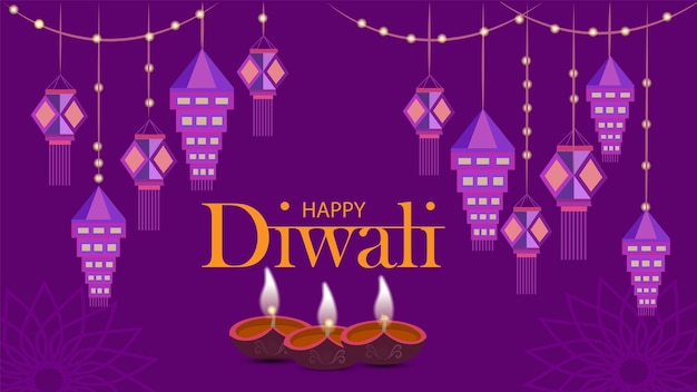 Happy diwali festival of light hand drawn illustration creative design background