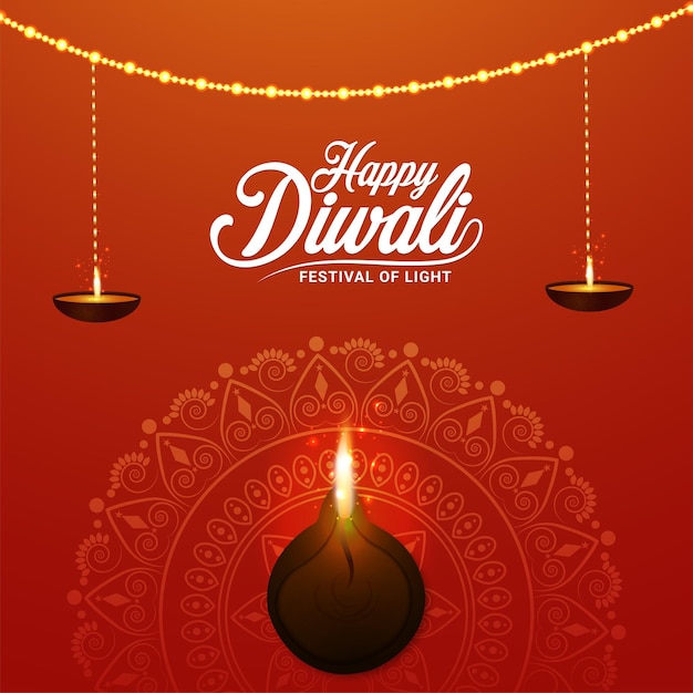 Vector happy diwali festival of light   illustration with diya oil lamp