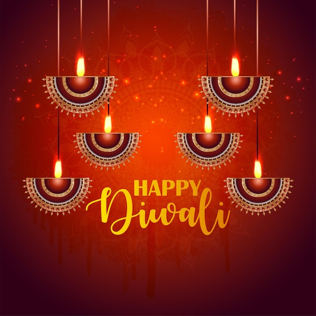 Felice festival di diwali del banner di illustrazione vettoriale leggero