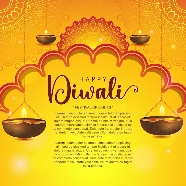 Happy Diwali festival of lights background with candle decoration