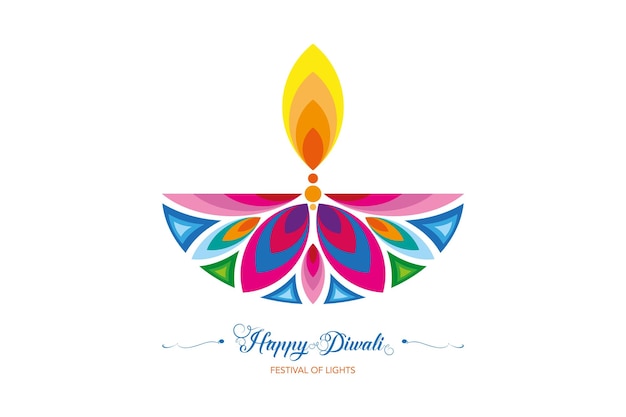 Happy Diwali Festival of Lights India Celebration colorful logo template. Graphic banner design