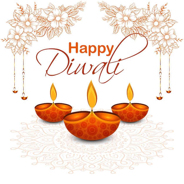 Vector happy diwali festival of lights indian rangoli golden lights colorful background