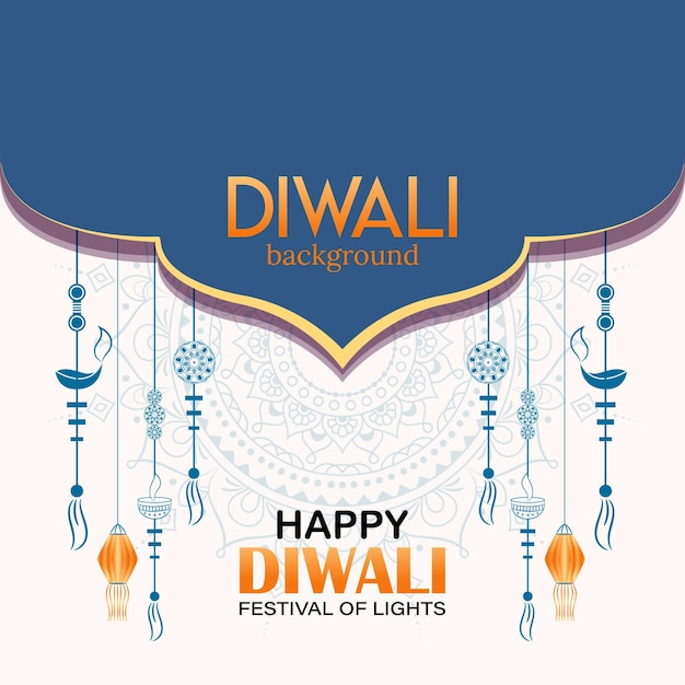 Happy Diwali festival of lights Indian Rangoli golden lights colorful background