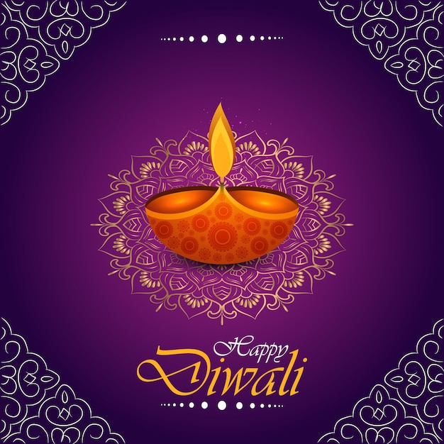 Happy Diwali festival of lights Indian Rangoli golden lights colorful background