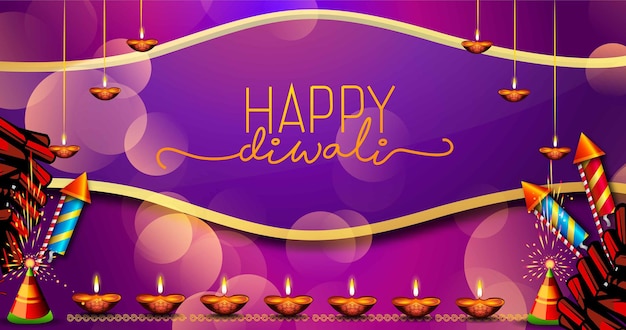 Felice diwali festival delle luci illustrazione vettoriale bellissimo biglietto di auguri per la celebrazione