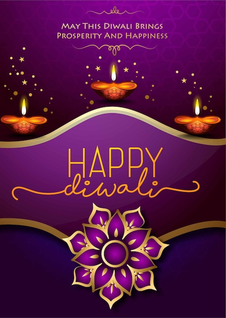 Felice diwali festival delle luci illustrazione vettoriale bellissimo biglietto di auguri per la celebrazione