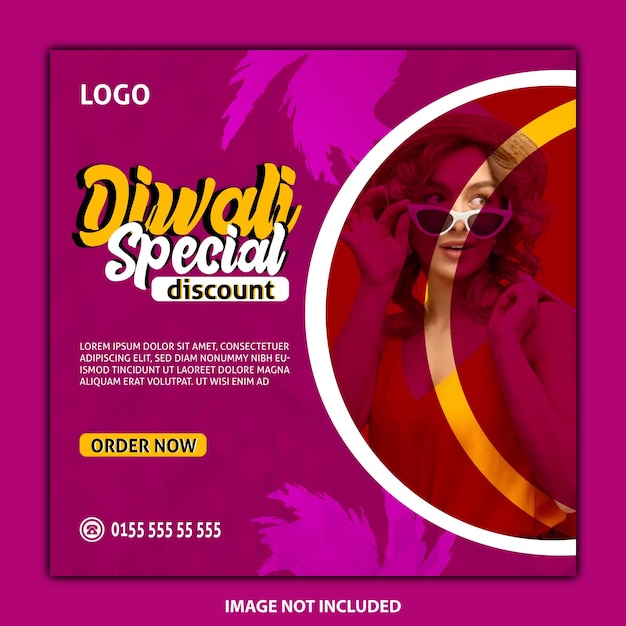 Happy diwali festival special discount and social media post design