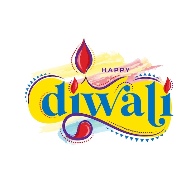 Happy Diwali Festival Text Typographic Design Template