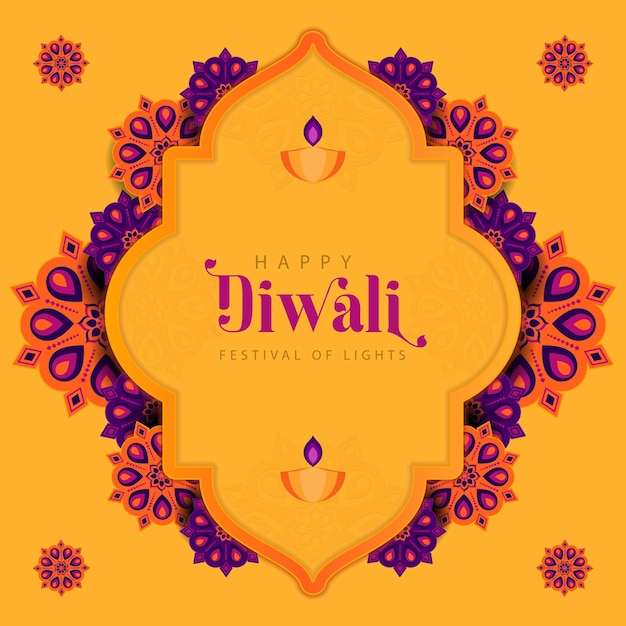 Happy diwali festival vector with paper cut design style background greeting illustration