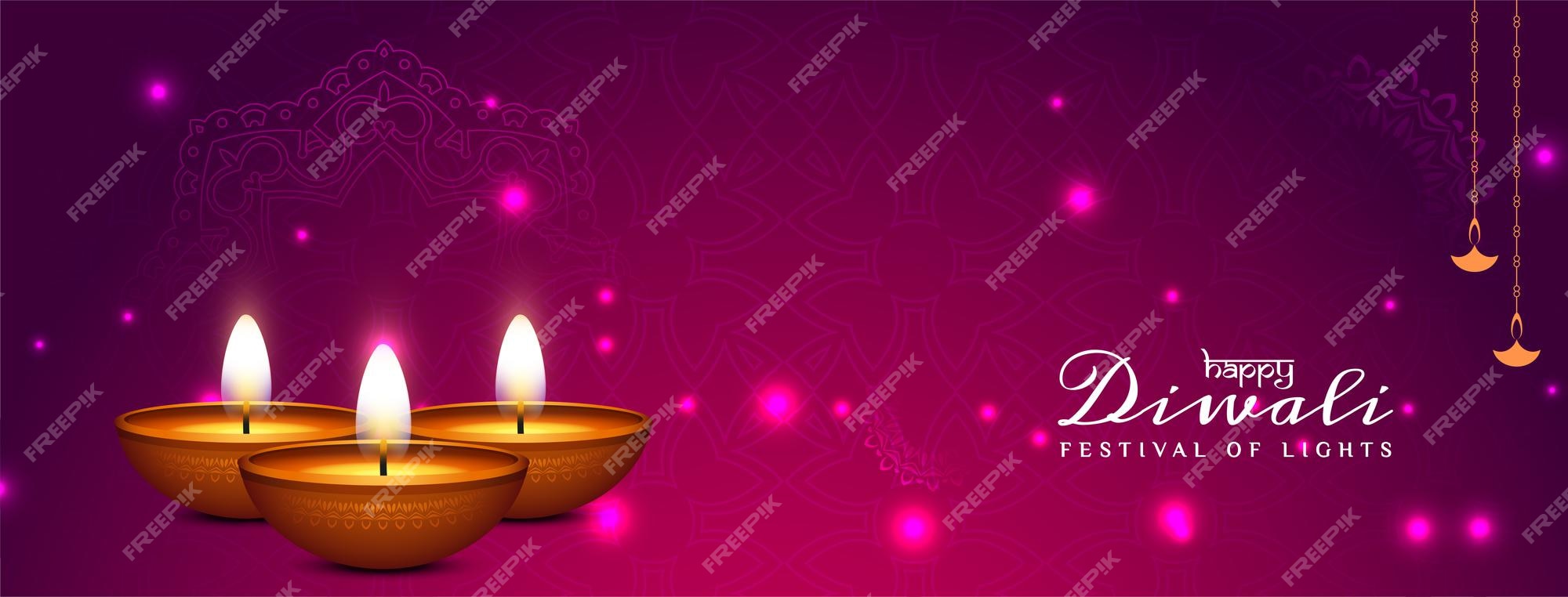 Premium Vector | Happy diwali festival violet color glossy banner ...