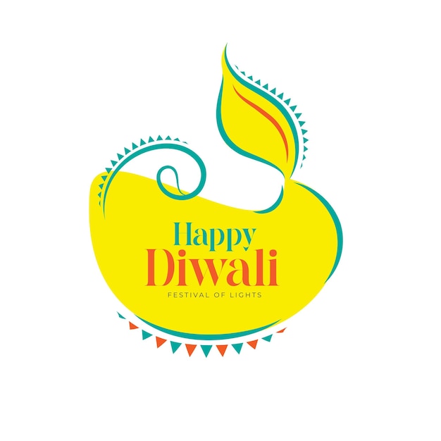 Happy Diwali Festival Wishes Greeting Design Template