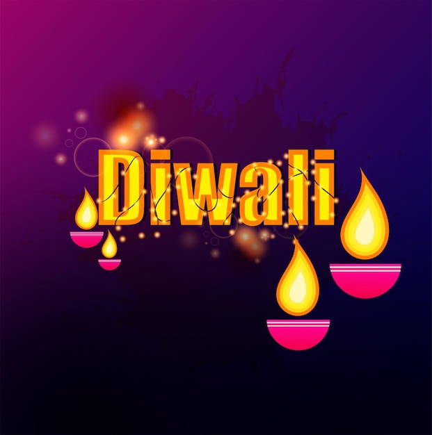 Happy Diwali festival with oil lamp, Diwali holiday Background with rangoli,