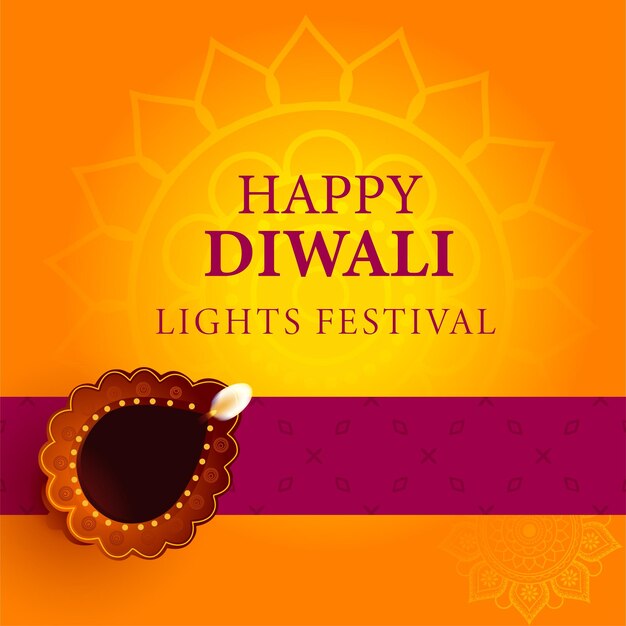 Happy diwali festival yellow background post template