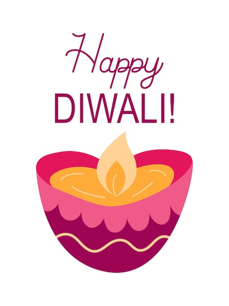 Happy Diwali flat vector greeting card