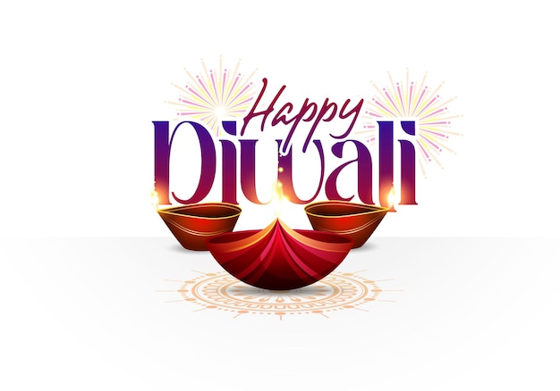 Счастливый Дивали, поздравительная открытка фестиваля Дивали со стильной красивой масляной лампой и элементами Дивали