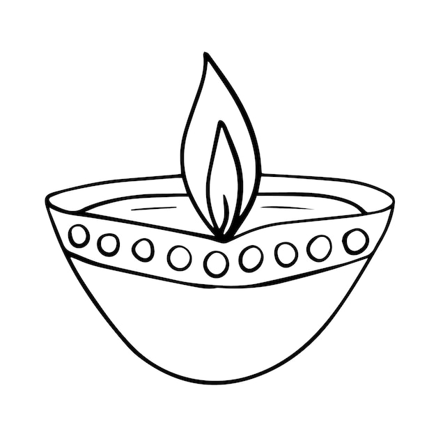 Vector happy diwali greeting card with diya lamp vector diwali lamp sketch