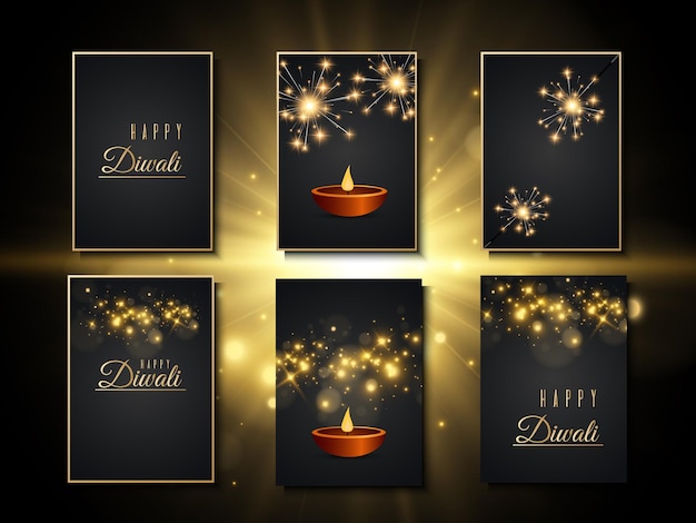 ハッピーディワリグリーティングカードお祝いのインドのライトの招待状テンプレートの豪華なコレクション