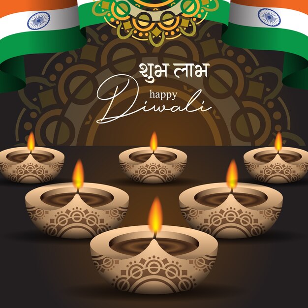 Felice saluto diwali e design illustrazione