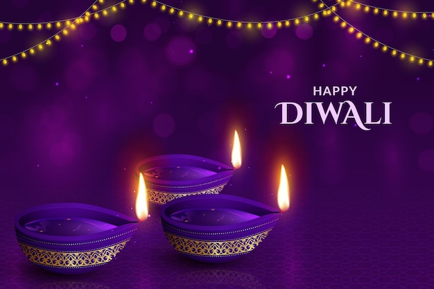 Vector happy diwali greeting sparkling diya