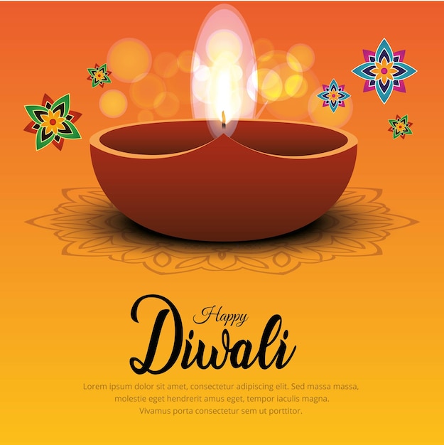 Happy Diwali greetings Decoration Vector illustration