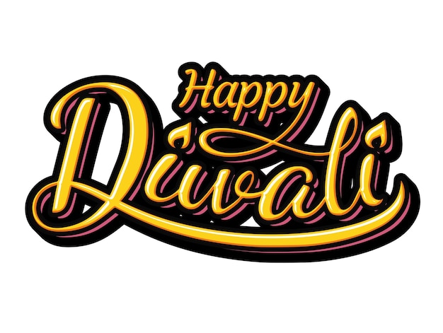 Vettore felice diwali mano lettering modello vettoriale