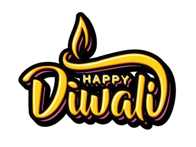 Vettore felice diwali mano lettering modello vettoriale