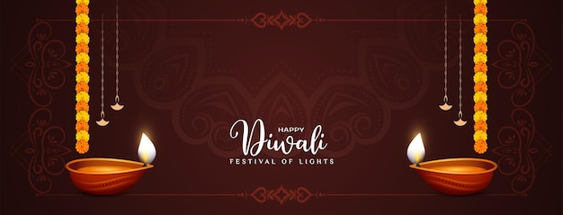 Happy Diwali Hindu cultural festival greeting banner design