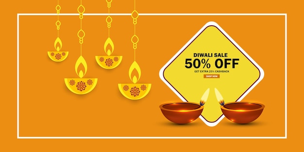 Happy Diwali holiday sale banner design