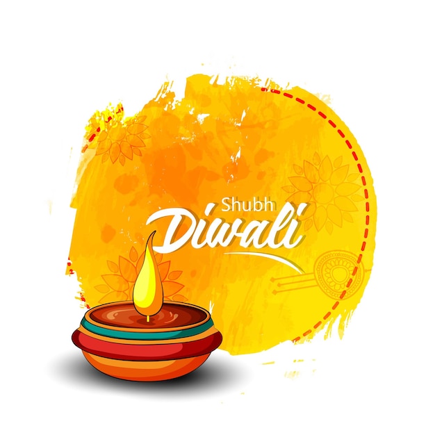 Happy diwali, illustratie van brandende diya op happy diwali, diwali celebration, festival of lights w