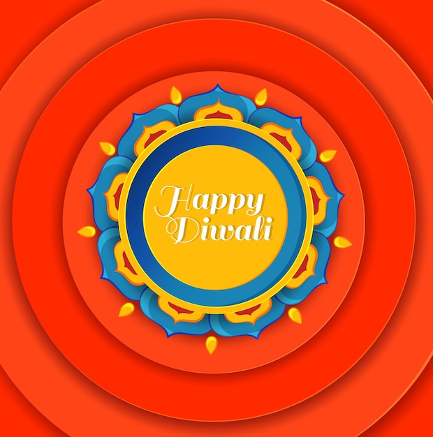 Happy Diwali, иллюстрация Burning Diya On Happy Diwali, празднование Дивали, фестиваль огней W