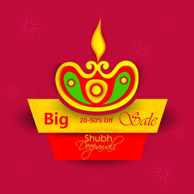 Vector happy diwali, illustration of burning diya on happy diwali, diwali celebration, festival of lights w