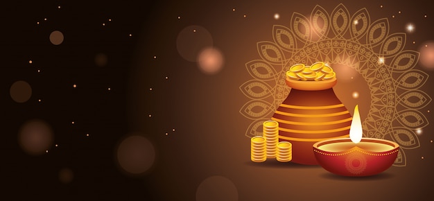 Vector happy diwali indian celebration banner