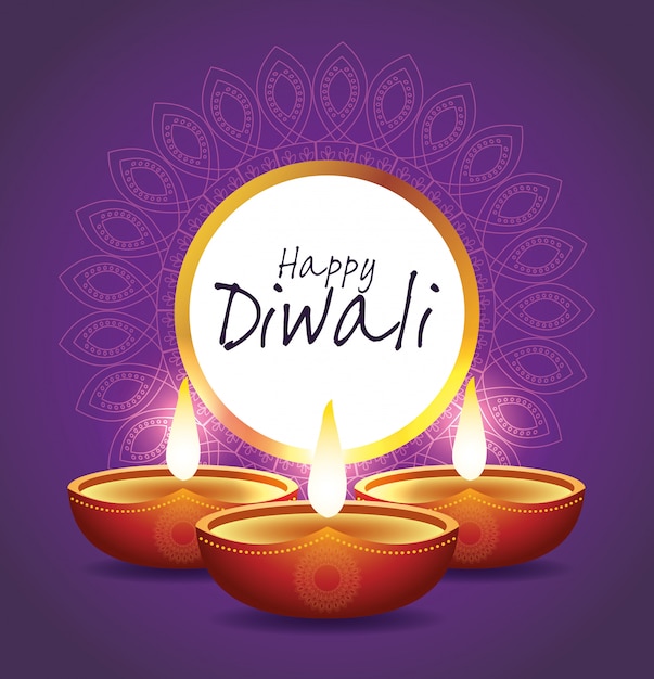 Happy diwali индийский праздничный дизайн