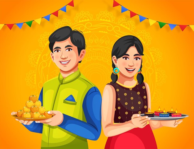 Vector happy diwali indian festival celebration greeting card background design