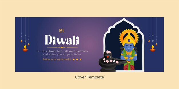 Happy Diwali Indian festival cover design template