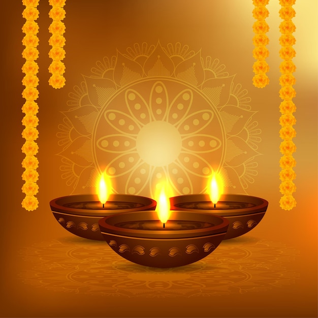 Happy diwali indian festival of light celebration card