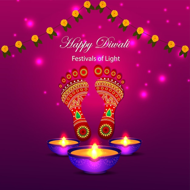 Happy diwali indian festival of light celebration card