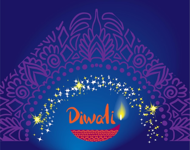 Happy Diwali Indian festival of lights Vector abstract flat illustration for background or poster