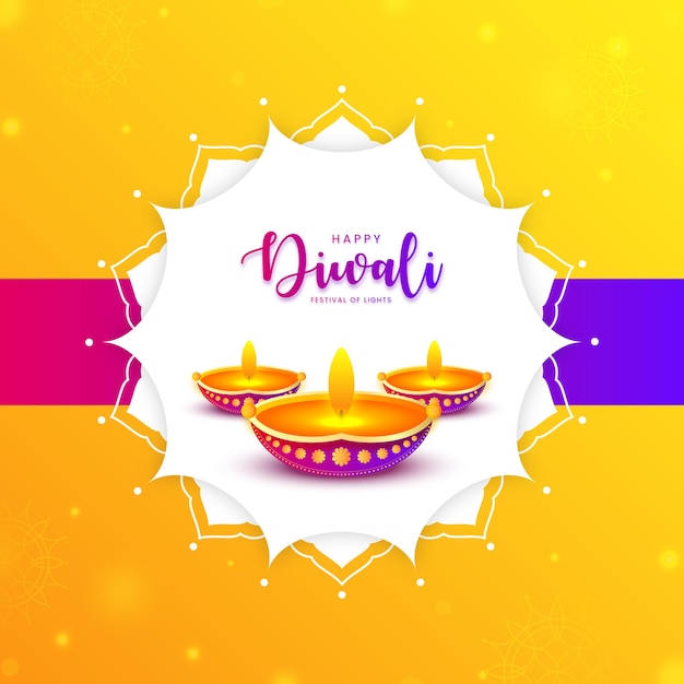 Vector happy diwali indian festival oil lamp background