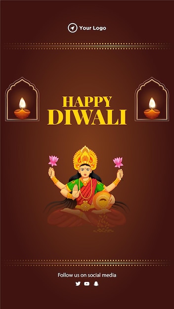 Happy Diwali Indian festival portrait template design