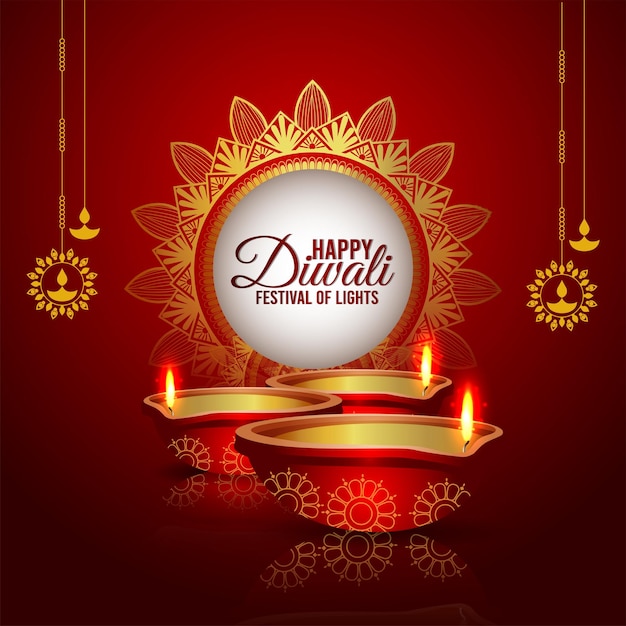 Vector happy diwali indian religious festival of light celebration greeting card