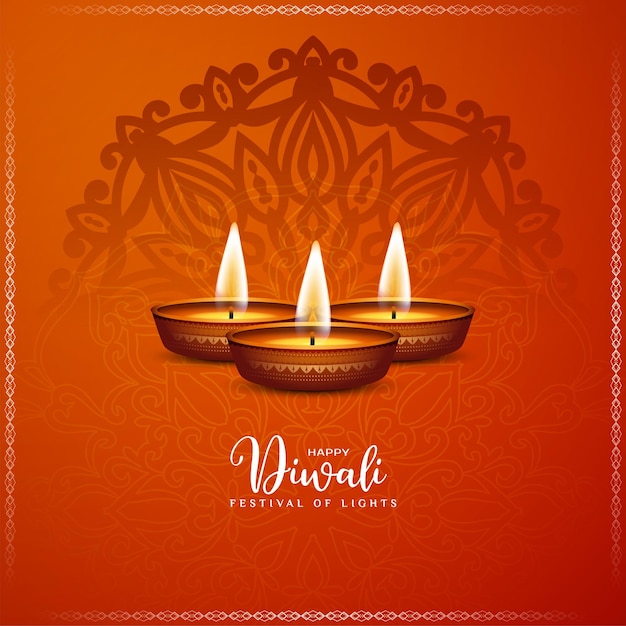 Happy diwali indian traditional festival greeting background vector